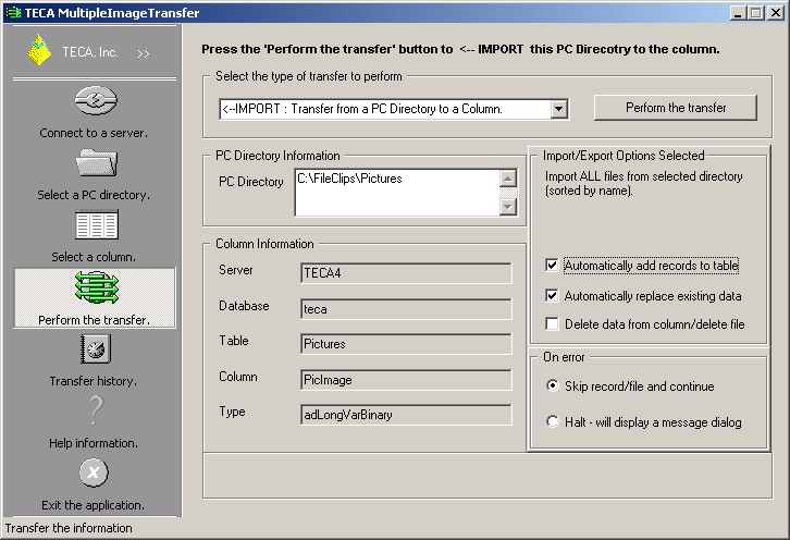 TECA MultipleImageTransfer